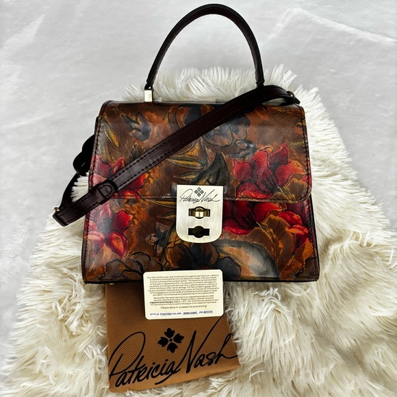 Patricia Nash Handbags - PATRICIA NASH Leather Chauny Floral Sienna Sunset Satchel Crossbody--NWT